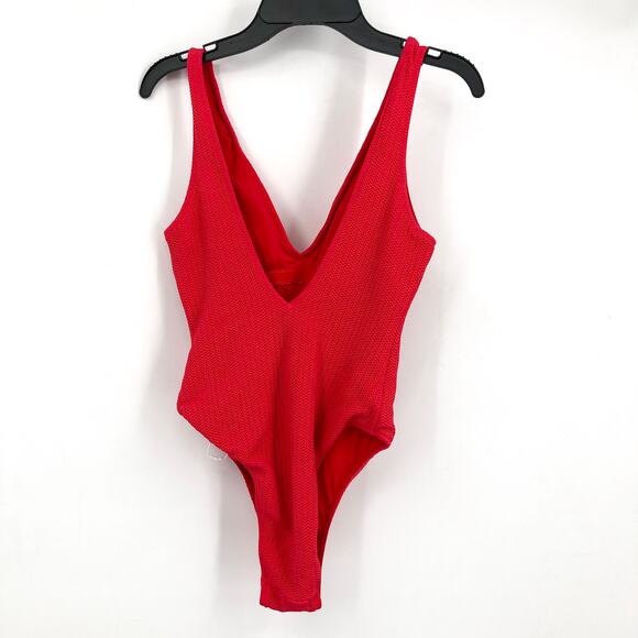 SEAFOLLY Sea Dive Deep V Neck One Piece Swimsuit Size 10 Chilli Red Stretch NWT - Picture 7 of 9
